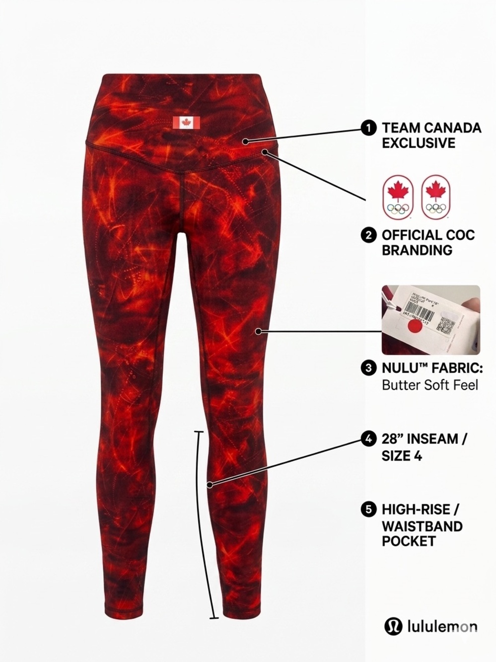 Lululemon Team Canada Align High-Rise Pant 28" - Metamorphosis Red Multi